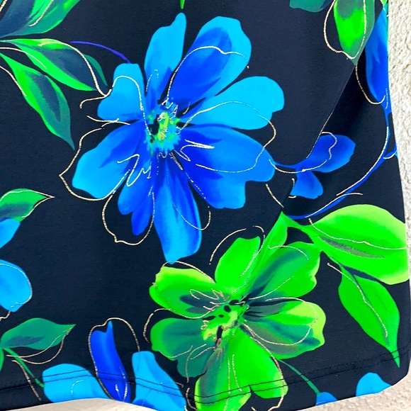 Robbylen Swim Top Tankini Black Blue Floral 12 - Picture 2 of 12